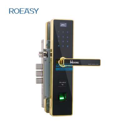 ROEASY Fashion sliver smart card password door lock with hidden touch screen keypad